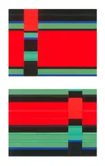 Günter Fruhtrunk, Ohne Titel (Entwurf für ein Wandbild I & II), Um 1970, 2-teilig: Acryl und Papiercollage auf Pappe, auf Spanplatte aufgezogen