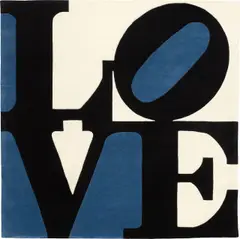 Chosen Love by Robert Indiana, 1995, Handgewebter Teppich aus Wolle, sold Sep 2025