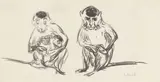 Edvard Munch, Affenfamilie, 1908, Lithografie auf festem Velinkarton