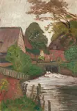 Otto Modersohn, Wassermühle, 1910, Öl auf Malpappe