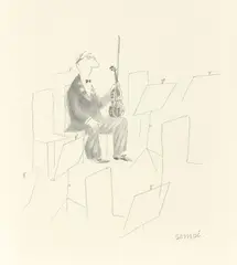 Jean-Jacques Sempé, Le violiniste (Der Violinist), Kreide auf Papier