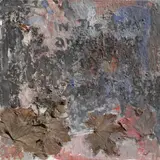 Anna Boghiguian, Ohne Titel (Flowers for Gandhi), 2011, Acryl, Enkaustik, Sand und getrocknete Blätter auf Leinwand