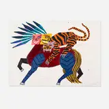 Jordy Kerwick, Tiger Attack, 2021, oil stick, ink on paper