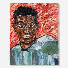 Mario Joyce, Proper Landing, 2022, oil and paper collage on canvas