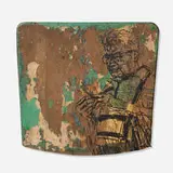 Swoon, Alden, 2008, screenprint in colors mounted to found wood chair seat