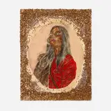 Umar Rashid, Tisiphone of the Furries, 2020, acrylic, ink and mica flakes on wood panel