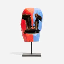 Ryan Schneider, Chorus 9, 2021, chainsaw-carved and painted wood, steel