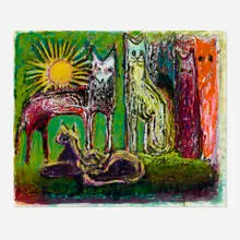 Raymie Iadevaia, My Ancestors, 2020, oil, charcoal, graphite on paper mounted to panel