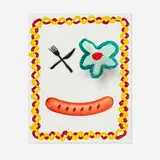 Katelyn Ledford, Hot Diggity Dog!, 2020, acrylic, molding paste and colored pencil on panel