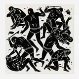 Cleon Peterson, The Practice of Masters 7, 2013, acrylic and spray paint on wood panel