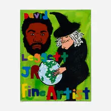 David Leggett, The whole world in his hands, 2020, felt, glitter and acrylic on canvas