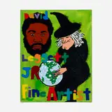 David Leggett, The whole world in his hands, 2020, felt, glitter and acrylic on canvas