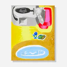 Royal Jarmon, Yellow Bic, 2020, acrylic and oil on canvas