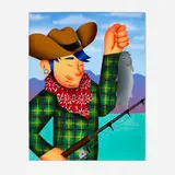 Loc Huynh, The Catfish Cowboy, 2022, acrylic on canvas over board
