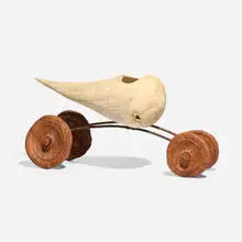 Christian Burchard, White Lightning, 1999, bleached madrone burl, steel, linen thread