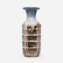 Tall vase by Marguerite Wildenhain, c. 1955, glazed stoneware, sold Apr 2025