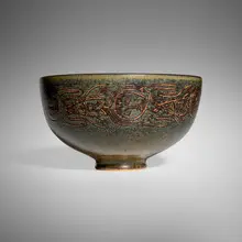 Early bowl by Edwin and Mary Scheier, c. 1955, glazed stoneware, sold Apr 2025