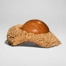 Emerging Stone #1 by Dan Kvitka, 2005, amboyna burl, sold Apr 2025