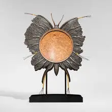 Ron Layport, Butterfly Effigy, 2001, lathe-turned and carved bigleaf maple burl, brass, bone, copper wire