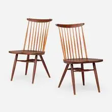 Chairs, set of two by Walter R. Downs, 1956, walnut, poplar, sold Apr 2025