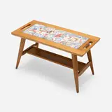 Jean Derval, Coffee table, c. 1960, oak, glazed stoneware
