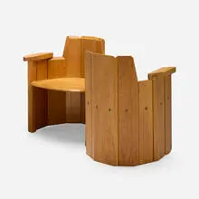 Pierre Chapo, FID armchairs, set of two, c. 1970, elm