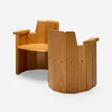 Pierre Chapo, FID armchairs, set of two, c. 1970, elm