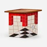 Joe Distefano and Garry Knox Bennett, Occasional table with tray, 1986, rosewood, mosaic tile