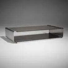 Francois Monnet, Low table, c. 1970, stainless steel, tempered and smoked glass