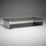 Francois Monnet, Low table, c. 1970, stainless steel, tempered and smoked glass