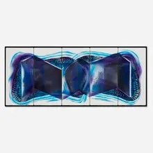 H. Edward Winter, Untitled (Third Dimensional Sectional in Blue & Gold), c. 1950, enameled metal, lacquered wood
