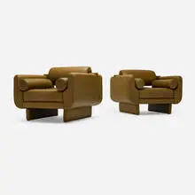 Vladimir Kagan, Matinee Chairs, pair, c. 2000, leather