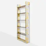 Paul Evans, Cityscape wall-mounted bookshelf from the PE 200 series, c. 1975, brass, chrome-plated steel, smoked glass