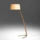 J.T. Kalmar and A. Pöll, Dornstab adjustable floor lamp, model 2076, 1947, walnut, brass, bronze