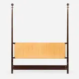 Tommi Parzinger, Queen-size headboard, c. 1950, mahogany, cane