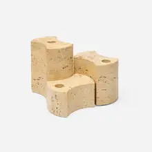 Marble Art, Candle holders, set of three, c. 1975, travertine