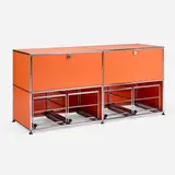 USM Haller Furniture System cabinet by Fritz Haller and Paul Schärer, 1963, enameled and chrome-plated steel, sold Jan 2026