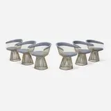 Warren Platner, Chairs, set of six, upholstery, nickel-plated steel