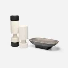 Collection of three tabletop accessories by Contemporary, marble, quartz, granite, sold Jan 2026