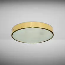 Gino Sarfatti, Ceiling lamp, model 3002 F, 1953, brass, textured glass, lacquered aluminum