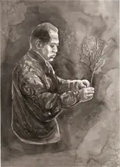 Hans Op de Beeck, Man with a tree, 2008, Aquarell auf Velin