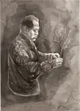 Hans Op de Beeck, Man with a tree, 2008, Aquarell auf Velin