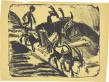 Ernst Ludwig Kirchner, Ziegenherde, 1922, Lithografie auf gelbem Papier