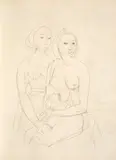 Karl Hofer, Skizzenbuch, Um 1945, Leinengebundenes Skizzenbuch mit 18 Zeichnungen und Skizzen in Bleistift und Kohle
