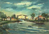 Franz Heckendorf, Landschaft mit Zugbrücke