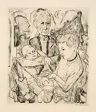 Max Beckmann, Familienszene (Familie Beckmann), 1918, Kaltnadel auf Bütten