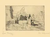 Lyonel Feininger, Niedergrunstedt, 1911, Radierung auf chamoisfarbenem Bütten