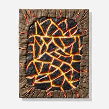 Volcano (Bird's Eye View) by Evan Hudson, 2023, mixed media on panel, sold Sep 2024
