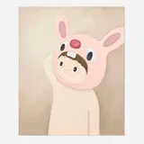 portrait of boy in rabbit costume by Yasuhito Kawasaki, 2022, acrylic on canvas, sold Sep 2024