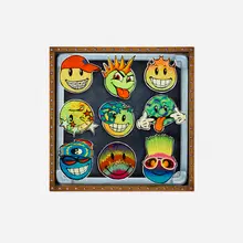 Mia Scarpa, Untitled, 2023, acrylic and mixed media on panel in artist's frame